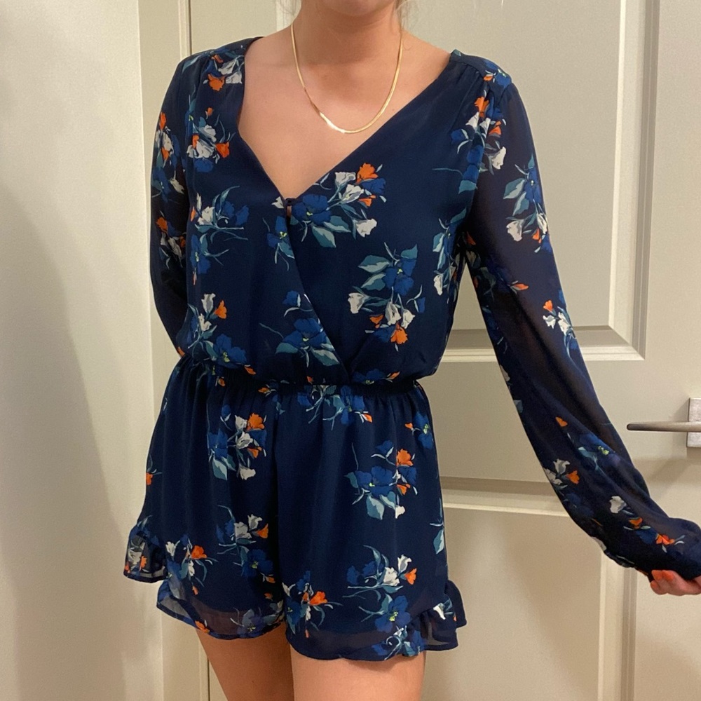 ASTR Navy Blue Floral Romper
